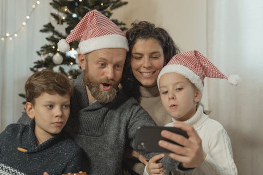 man on a video call with family