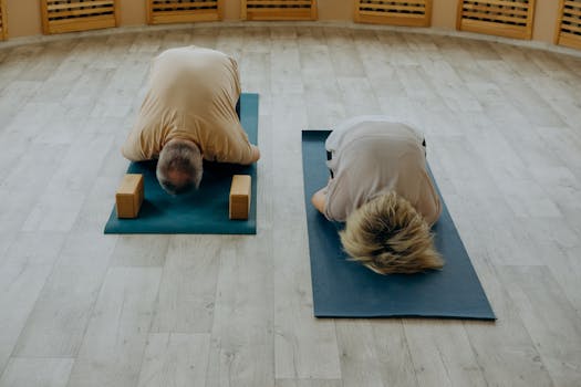 man practicing yoga