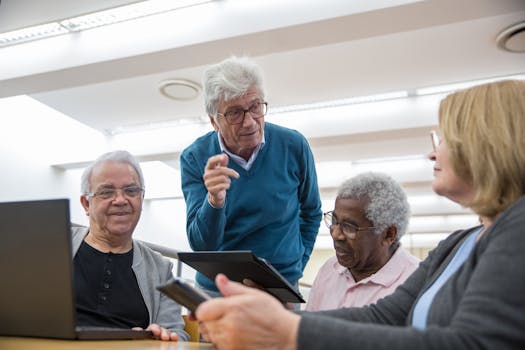 group of elderly men attending a workshop