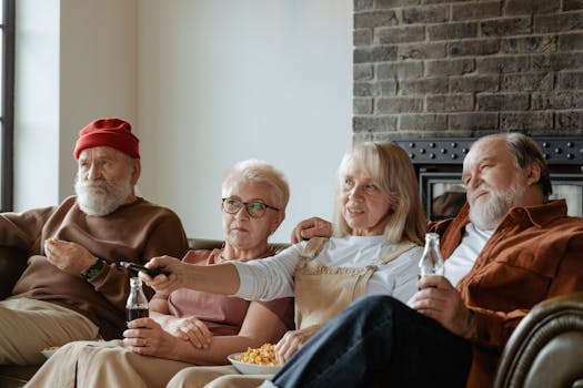 group of elderly men hiking together