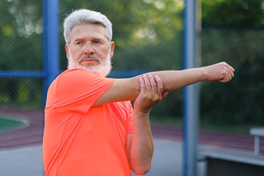 senior man stretching outdoors