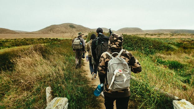 group of older men hiking together