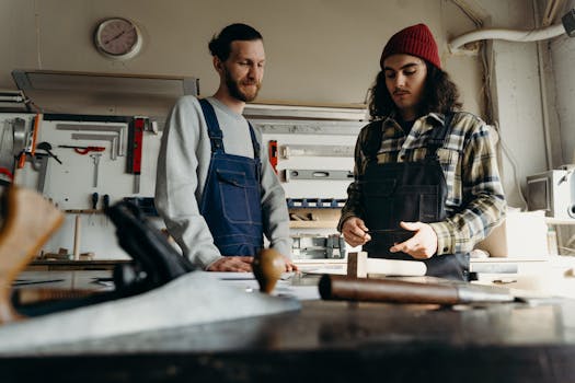 senior man working on a woodworking project