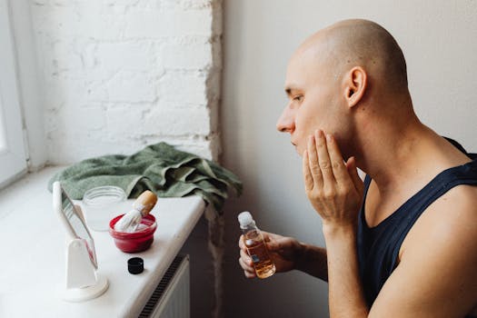 man applying moisturizer