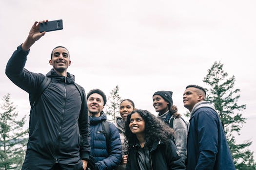 happy group of men hiking