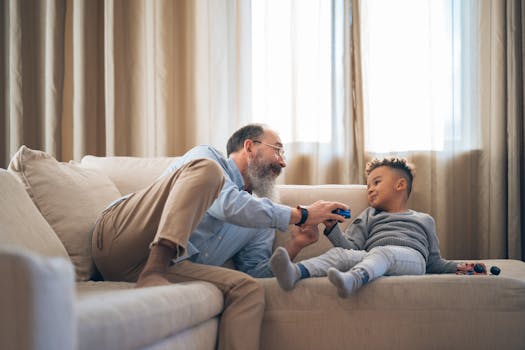 family members playing an online game