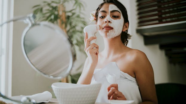 man using facial cleanser in shower