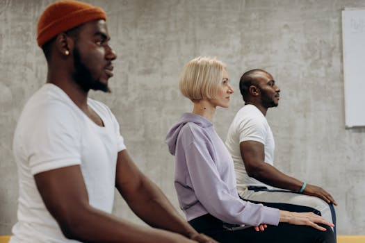 happy group of older men exercising together