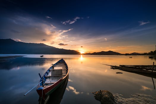 calm sunset over a peaceful lake