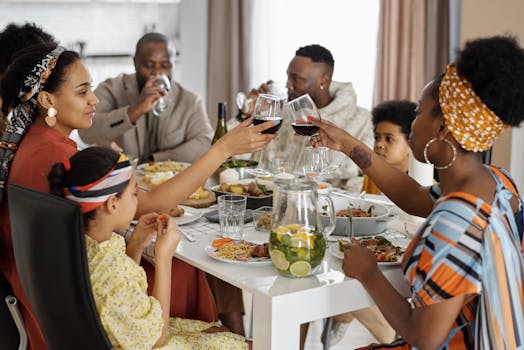 group of friends enjoying a meal together