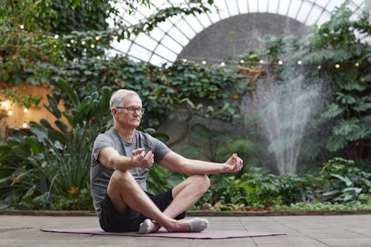 man meditating in nature