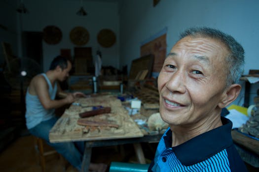 happy seniors in a workshop