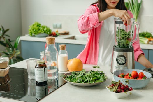 healthy smoothie with spinach and berries