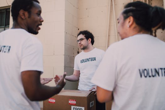 men volunteering together for a community project